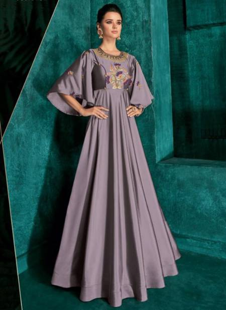 Lavender Colour Rozi Vol 1 Vardan New latest Designer Festive Wear Triva Silk Gown Collection 51015